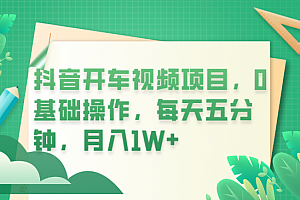 【副业项目6247期】抖音开车视频项目,0基础操作,每天五分钟,月入1W+