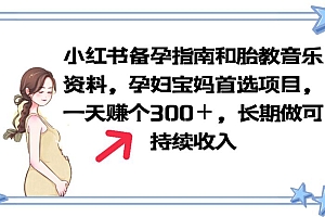【副业项目6137期】小红书备孕指南和胎教音乐资料 孕妇宝妈首选项目 一天赚个300+长期可做
