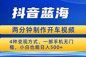 【副业项目6660期】蓝海项目发布开车视频,两分钟一个作品,多种变现方式,一部手机无门槛小白也能日入500