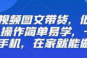 【副业项目6768期】【推荐】短视频图文带货,低门槛,操作简单易学,一部手机,在家就能做