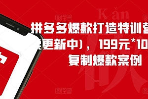 【副业项目6391期】拼多多爆款打造特训营(持续更新中),199元*100套可复制爆款案例