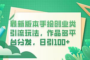 【副业项目6394期】最新版本手绘创业类引流玩法,作品多平台分发,日引100+创业粉
