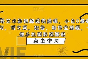 【副业项目6538期】影视解说实战课,小白0基础 写文案 配音 制作全流程 一部手机做影视解说