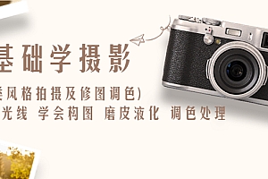 【副业项目6431期】0基础学摄影(各类风格拍摄及修图调色)找准光线 学会构图 磨皮液化 调色处理