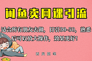 【副业项目6629期】外面这份课卖 698,闲鱼卖网课引流创业粉,新手也可日引50+流量