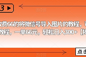 【副业项目6459期】外面收费66的将微信号导入图片的教程,可自用或卖教程,一单66元,轻松日入300+