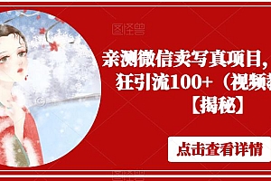 【副业项目6504期】亲测微信卖写真项目,单日疯狂引流100+(视频教程)【揭秘】