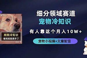 【副业项目6694期】不起眼的抖音细分赛道-宠物冷知识,一段宠物视频配文案,有人靠这个月入10w