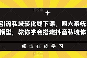 【副业项目6597期】抖音引流私域转化线下课,四大系统,13种模型,教你学会搭建抖音私域体系