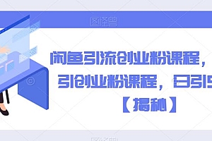 【副业项目6852期】闲鱼引流创业粉课程,暴力引创业粉课程,日引50+【揭秘】