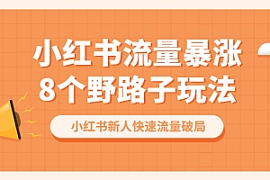 【副业项目6600期】小红书流量-暴涨8个野路子玩法:小红书新人快速流量破局(8节课)