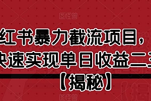 【副业项目6889期】小红书暴力截流项目,新手快速实现单日收益二三百【仅揭秘】