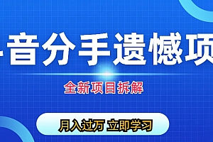【副业项目6911期】自媒体抖音分手遗憾项目私域项目拆解