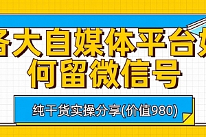 【副业项目6918期】各大自媒体平台如何留微信号,详细实操教学