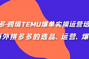 【副业项目7128期】拼多多-跨境TEMU爆单实操运营培训班,海外拼多多的选品、运营、爆单