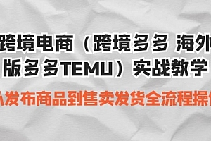 【副业项目7154期】跨境电商(跨境多多 海外版多多TEMU)实操教学