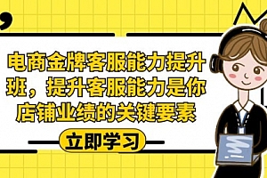 【副业项目7185期】电商-金牌客服能力-提升班,提升客服能力是你店铺业绩的关键要素!