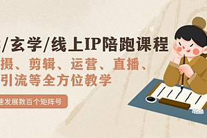 【副业项目7515期】国学/玄学/线上IP陪跑课程,从0-1全方位教学,快速发展数百个矩阵号
