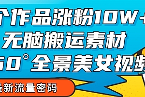 【副业项目7945期】7个作品涨粉10W+,无脑搬运素材,全景美女视频爆款玩法分享【揭秘】