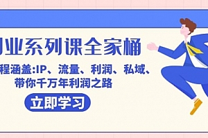 【副业项目7633期】创业系列课-全家桶,9大课程涵盖:IP 流量 利润 私域 带你千万年利润之路