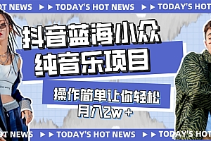 【副业项目8001期】宝藏细分领域,抖音蓝海小众纯音乐项目,操作简单让你轻松月入2w+