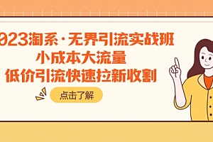 【副业项目8106期】2023淘系·无界引流实战班:小成本大流量,低价引流快速拉新收割