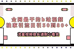 【副业项目8119期】全网最干的b站视频独家引流日引50到80+