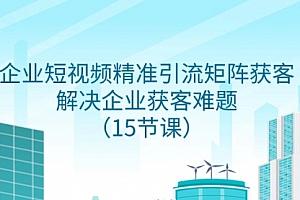 【副业项目8240期】企业短视频精准引流矩阵获客,解决企业获客难题(15节课)