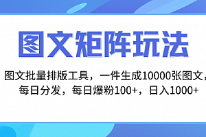 【副业项目8425期】图文批量排版工具,矩阵玩法,一键生成10000张图