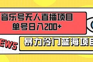 【副业项目8467期】音乐号无人直播项目,单号日入200+