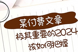 【副业项目8537期】极其重要的2024该如何把握?