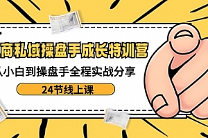【副业8809期】电商私域-操盘手成长特训营:从小白到操盘手全程实战分享-24节线上课