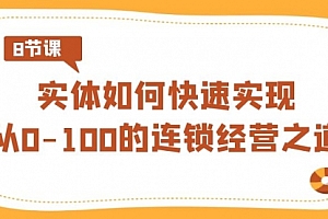 【副业8986期】实体·如何快速实现从0-100的连锁经营之道(8节视频课)
