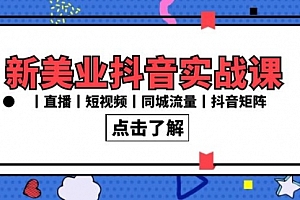 【副业8996期】新美业抖音实战课丨直播丨短视频丨同城流量丨抖音矩阵(30节课)