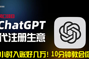 【副业9015期】一小时入账好几万!利润大到吓人的ChatGPT代注册小生意