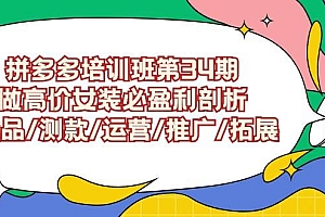 拼多多培训班第34期:做高价女装必盈利剖析  选品/测款/运营/推广/拓展