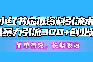 小红书虚拟资料引流术,日暴力引流300+创业粉,简单有效,长期吸粉