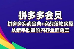 拼多多 会员,拼多多实战宝典+实战落地实操,从新手到高阶内容全面覆盖