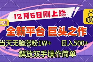全新引流平台,巨头之作,当天无脑涨粉1W+,日入现500+,解放双手操作简单