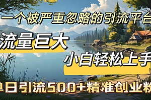 一个被严重忽略的引流平台,流量巨大,小白轻松上手,单日引流500+精准创业粉