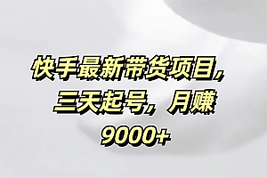 快手最新带货项目,三天起号,月赚9000+