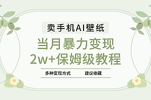 2025年最新蓝海赛道,卖手机AI壁纸,一单4.9,一个月销售5000多份,当月暴力变现2w+保姆级教程