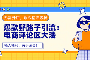 爆款野路子引流:电商评论区大法,无需开店,永久精准吸粉,懒人福利,有手必会!