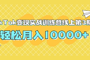 【副业项目2036期】龟课TikTok变现实战训练营线上副业项目3期,轻松月入10000+