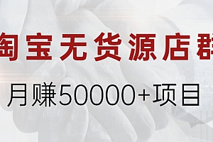 【副业项目2370期】淘宝无货源店群月赚50000+项目,选品,上架,引流