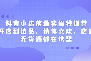 【副业项目2645期】抖音小店落地实操特训营,从开店到选品,猜你喜欢、店群、无货源都在这里