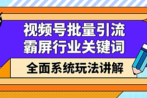 【副业项目2883期】视频号批量引流,霸屏行业关键词(基础班)全面系统玩法讲解【无水印】