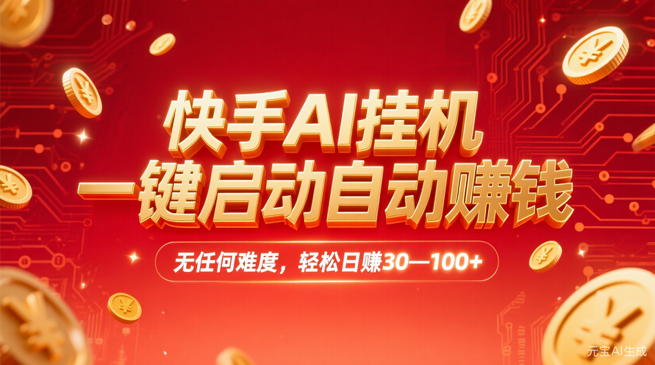 快手AI,一键启动自动赚钱 无任何难度,轻松一天30—100+插图 快手AI,一键启动自动赚钱 无任何难度,轻松一天30—100+